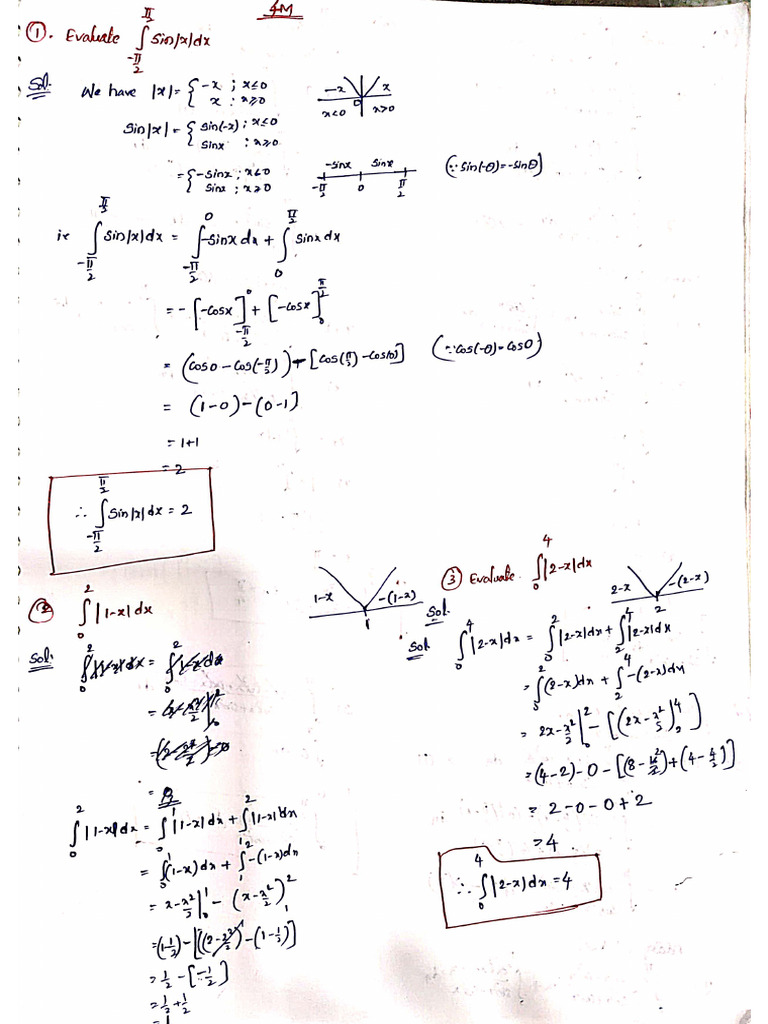 Definite Integrals 4 Marks | PDF