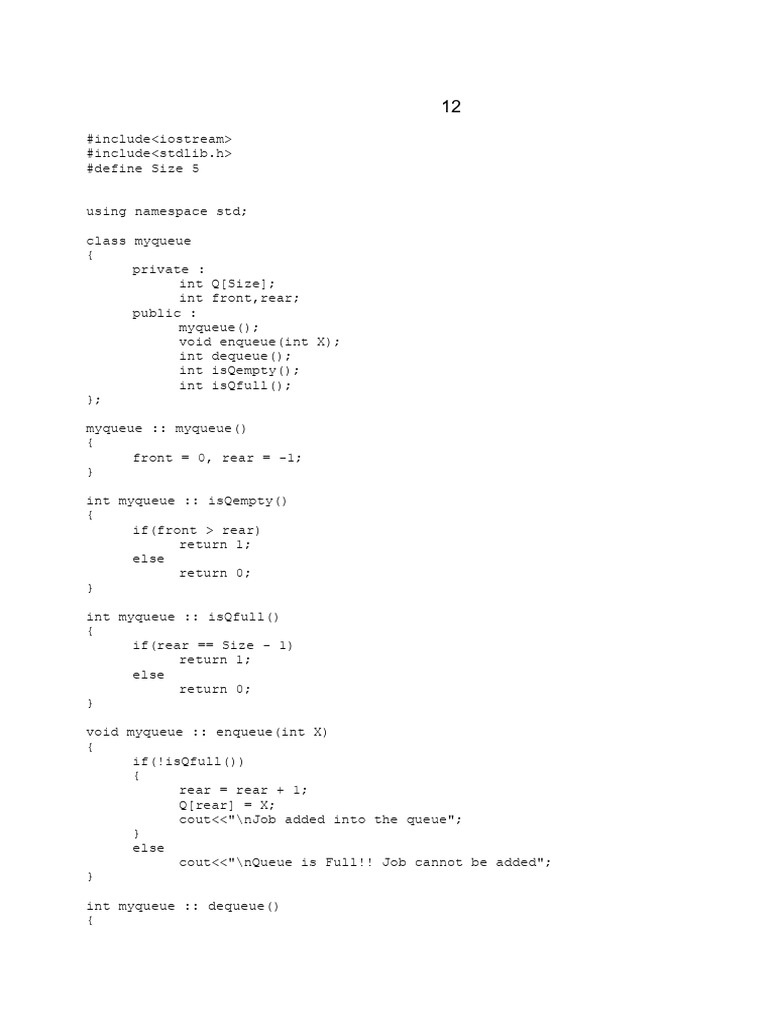 C++ Job Queue Implementation | PDF | Queue (Abstract Data Type ...