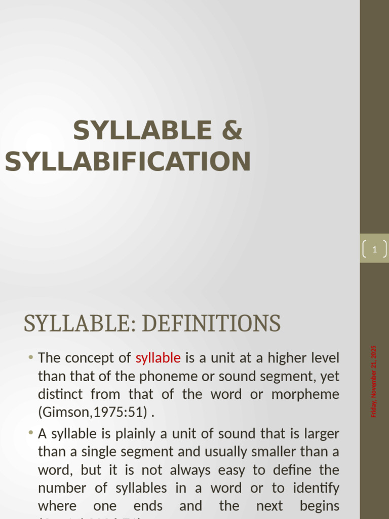 Understanding Syllables and Syllabification | PDF | Syllable | Consonant