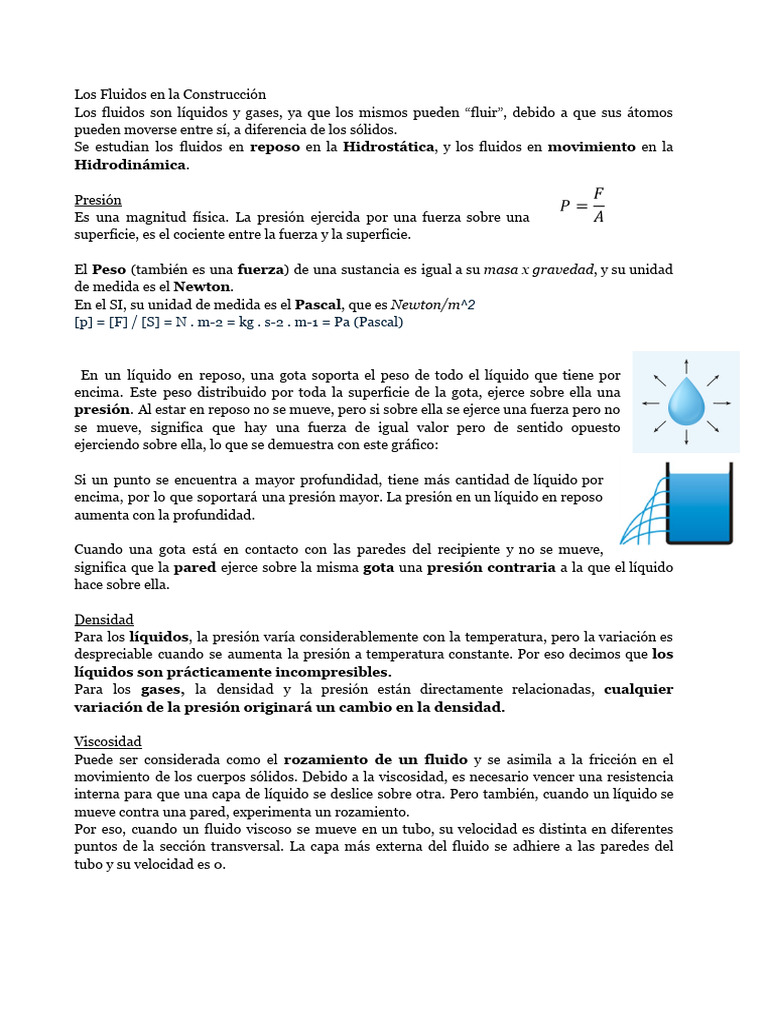 Propiedades de Fluidos en Construcción | PDF | Presión | Viscosidad