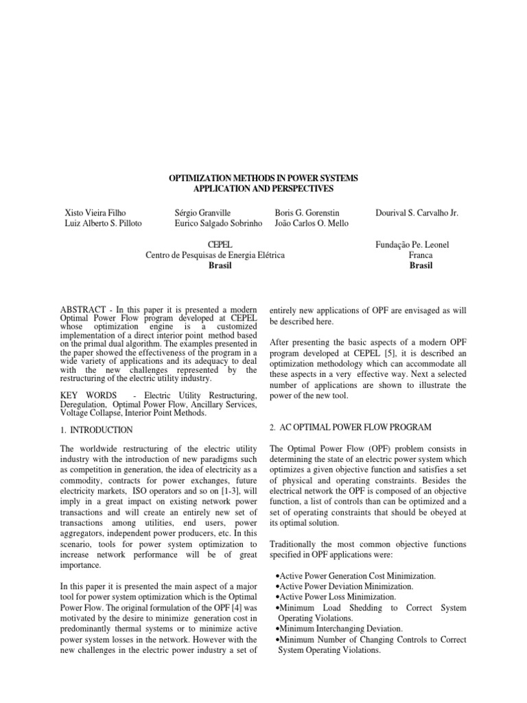 Power System Optimization Techniques | PDF | Mathematical Optimization ...