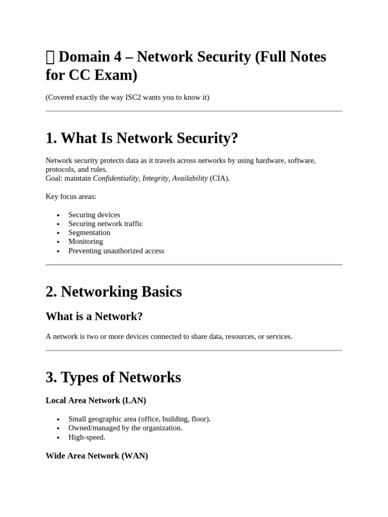 Network Security Notes for CC Exam | PDF | Computer Network | Internet ...