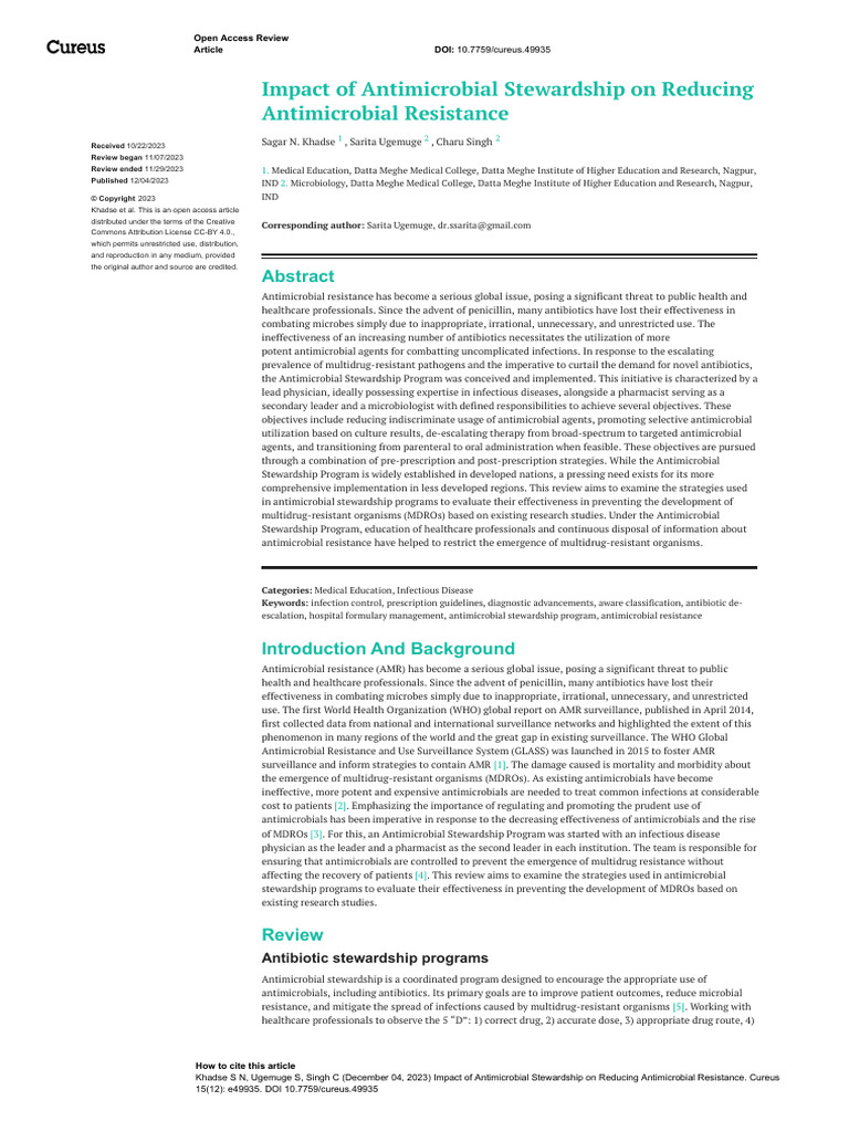 Antimicrobial Stewardship and Resistance | PDF | Antimicrobial ...