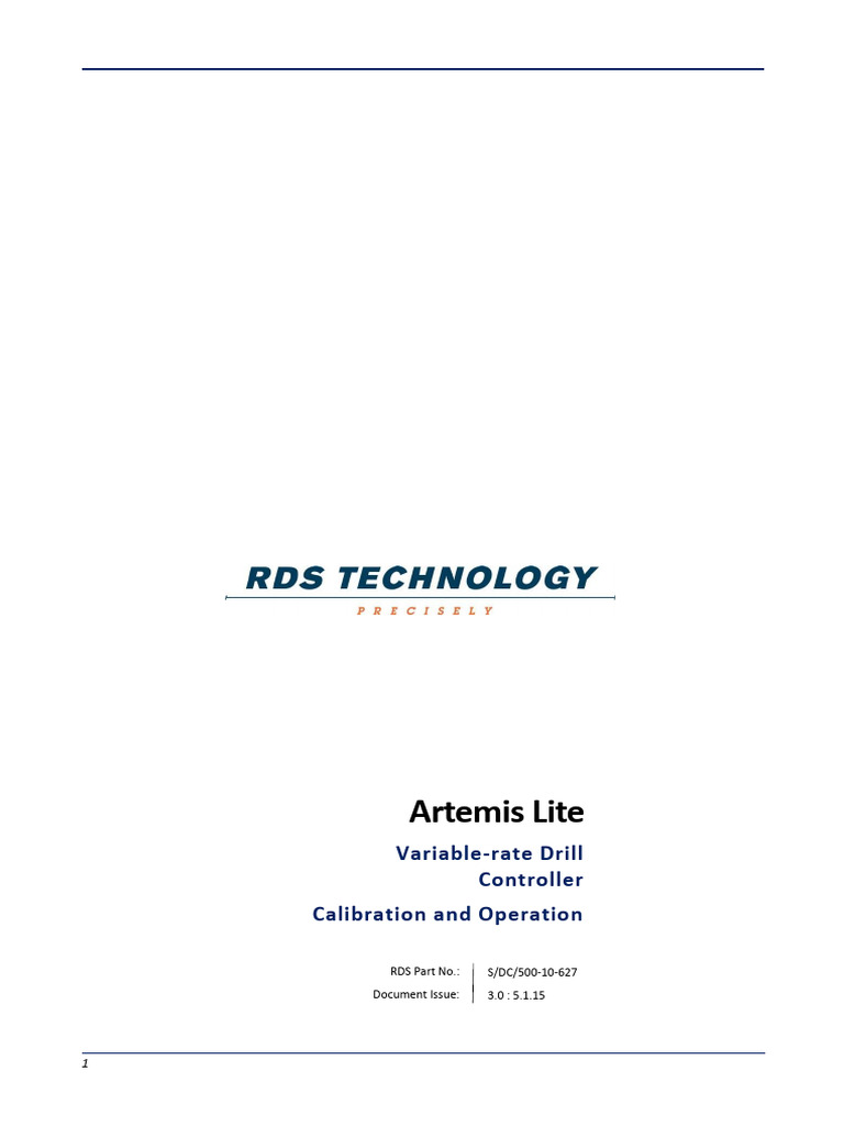 Artemis Lite Drill Controller Guide | PDF | Calibration