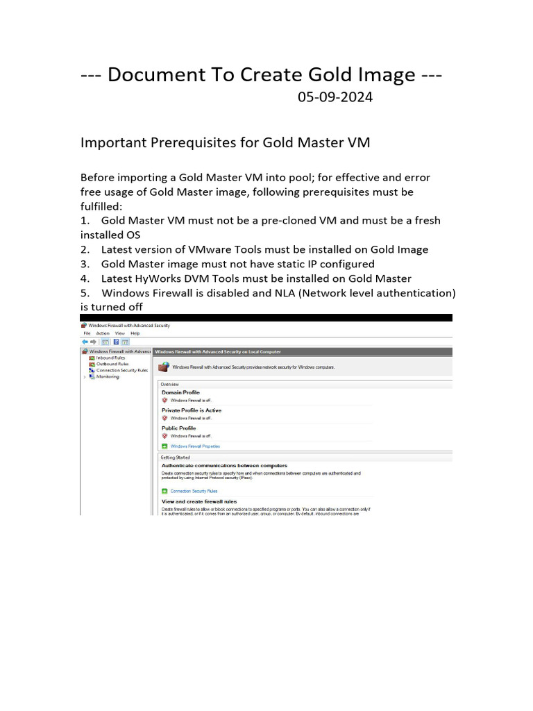 Document To Create Gold Image | PDF