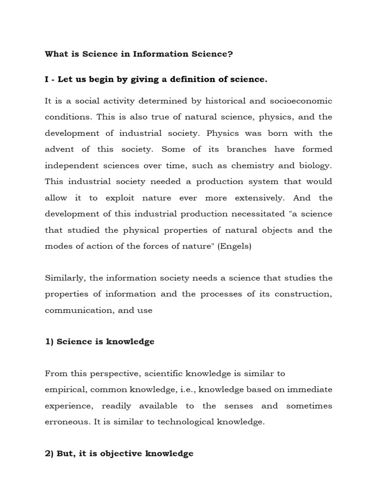 Understanding Science in Information Science | PDF | Science | Knowledge