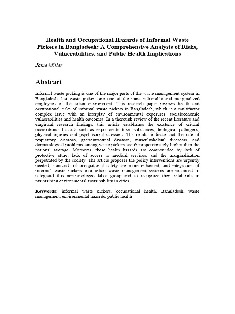 Health Risks of Waste Pickers in Bangladesh | PDF | Electronic Waste ...