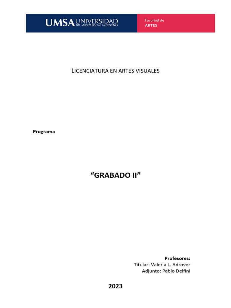 Programa Grabado2 UMSA | PDF | Grabado | Litografía