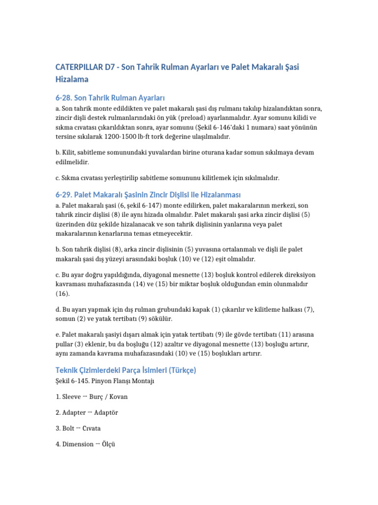 Caterpillar D7 Son Tahrik Semali | PDF