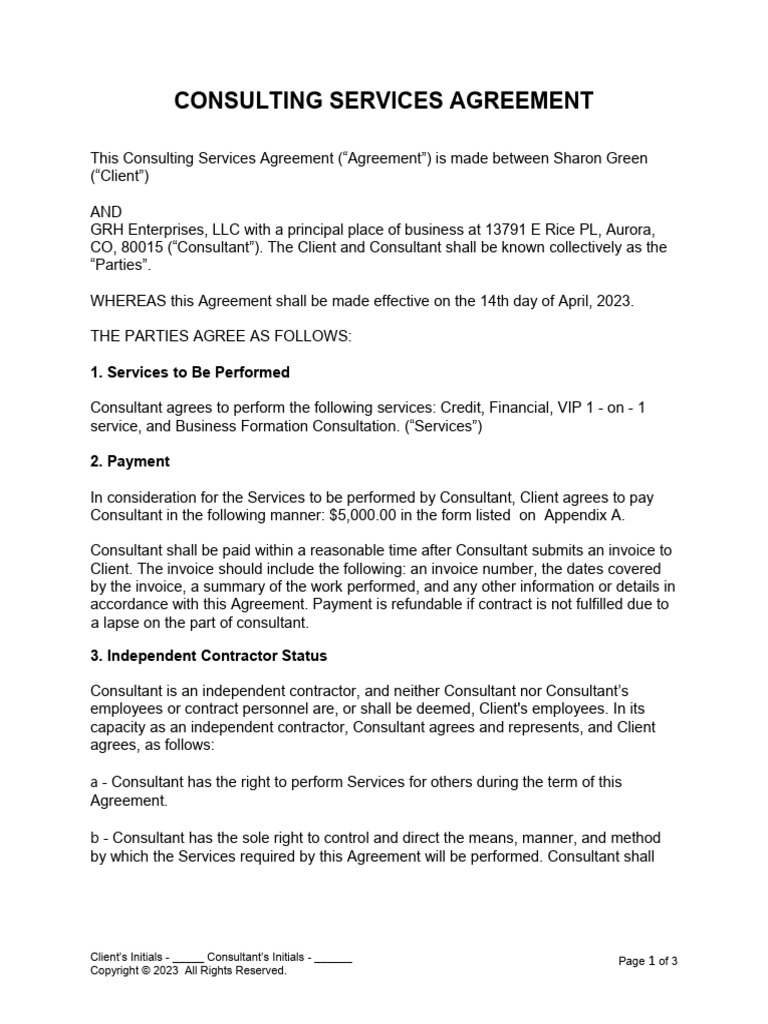 Consulting Services Agreement Overview | PDF | American Express | Business