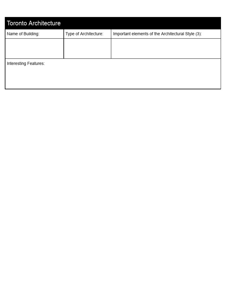 Toronto Architecture - Drawing Handout | PDF