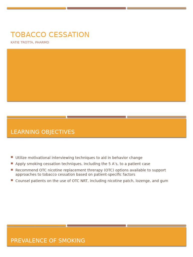 Tobacco Cessation Techniques and Strategies | PDF | Smoking Cessation ...