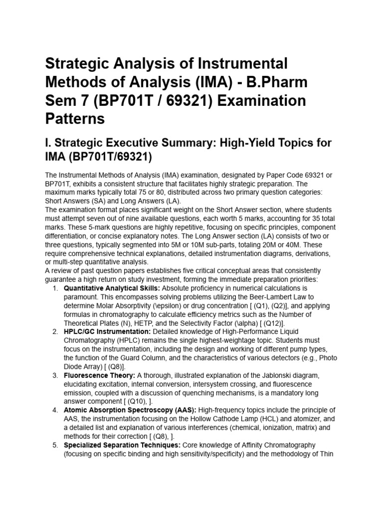 B.pharm IMA Question Analysis | PDF | Atomic Absorption Spectroscopy ...
