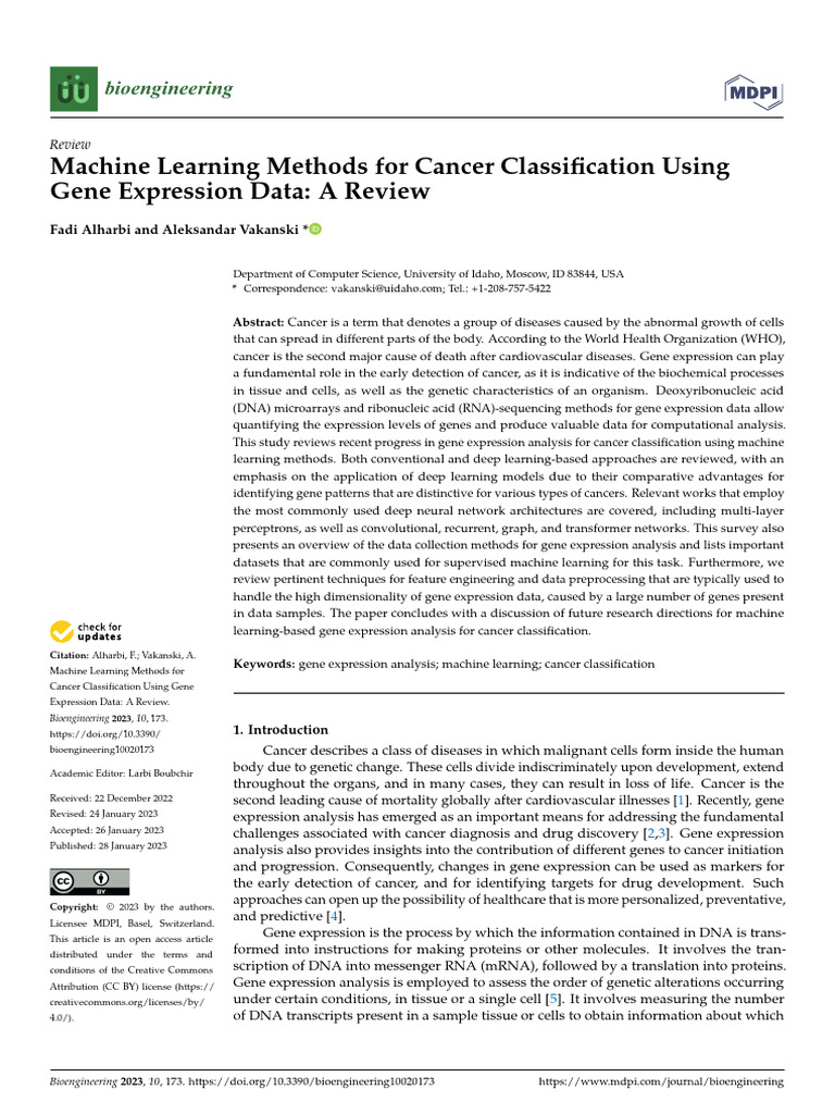 Machine Learning for Cancer Gene Classification | PDF | Dna Microarray ...