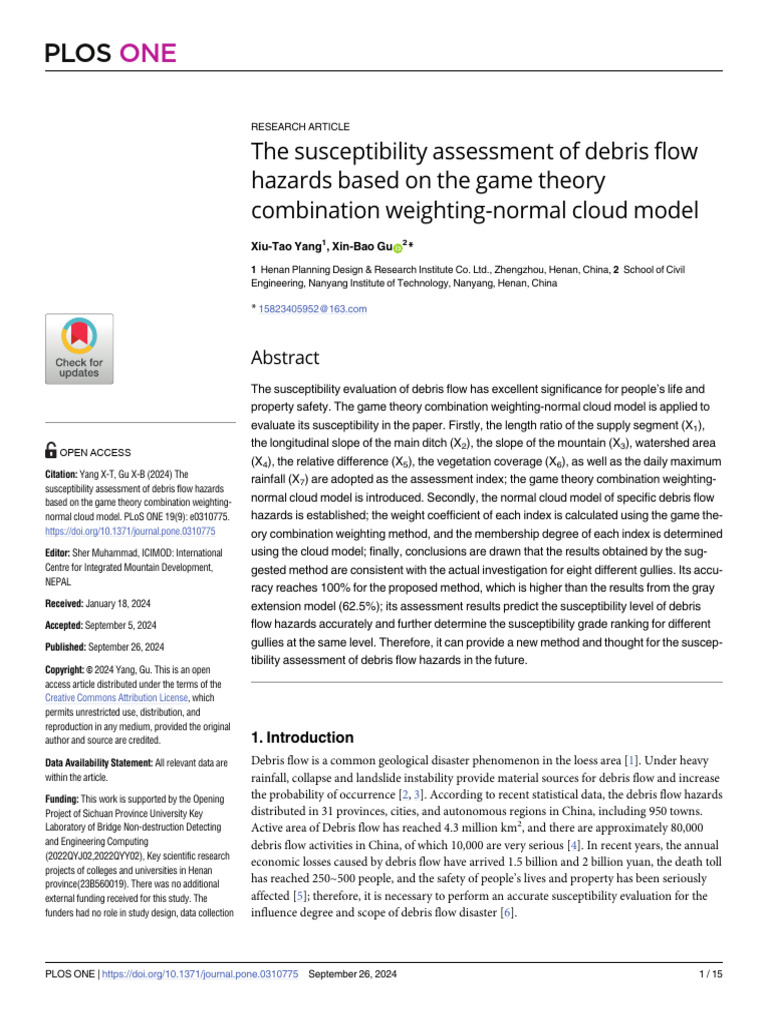 The Susceptibility Assessment of Debris Flow Hazar | PDF | Machine Learning