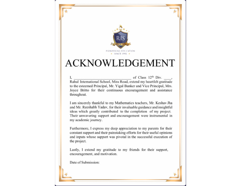 Math Acknowledgement | PDF