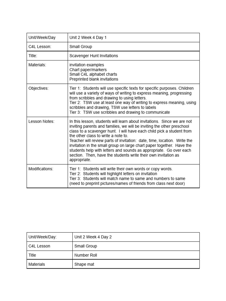 Preschool Scavenger Hunt Lesson Plan | PDF | Human Communication | Learning