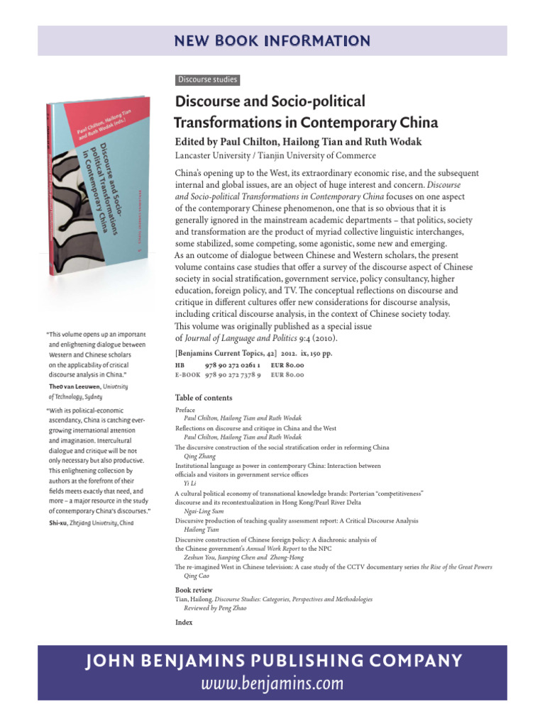 Discourse Analysis in Contemporary China | PDF | China | World Politics