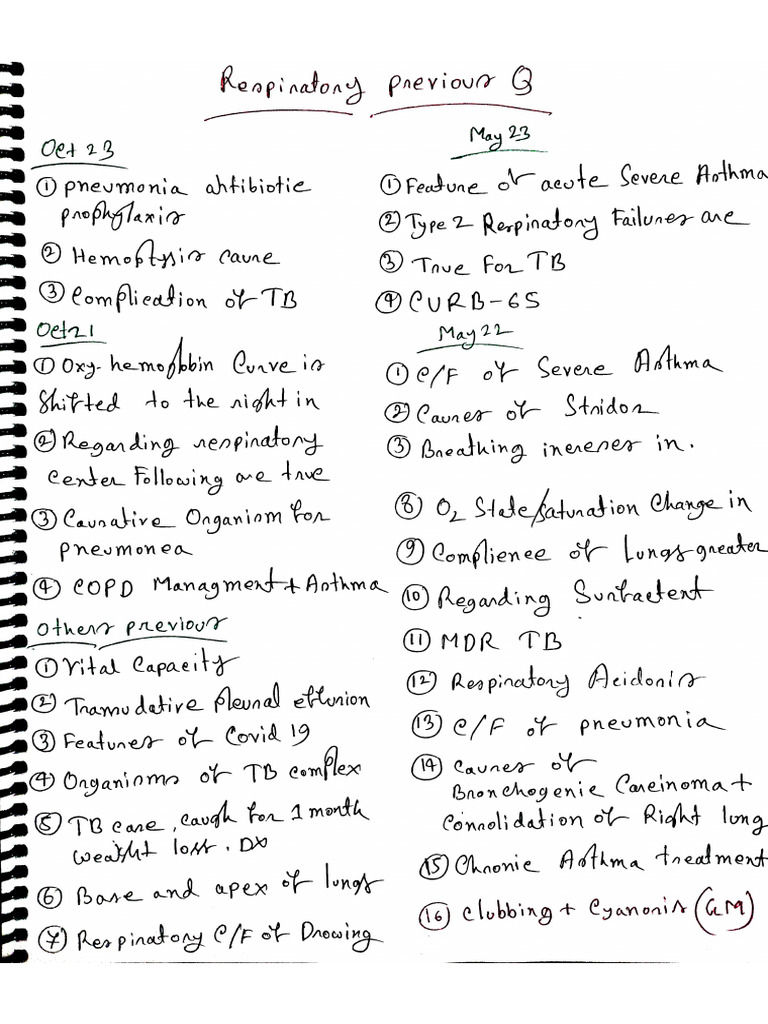 Respiratory Note FINAL | PDF
