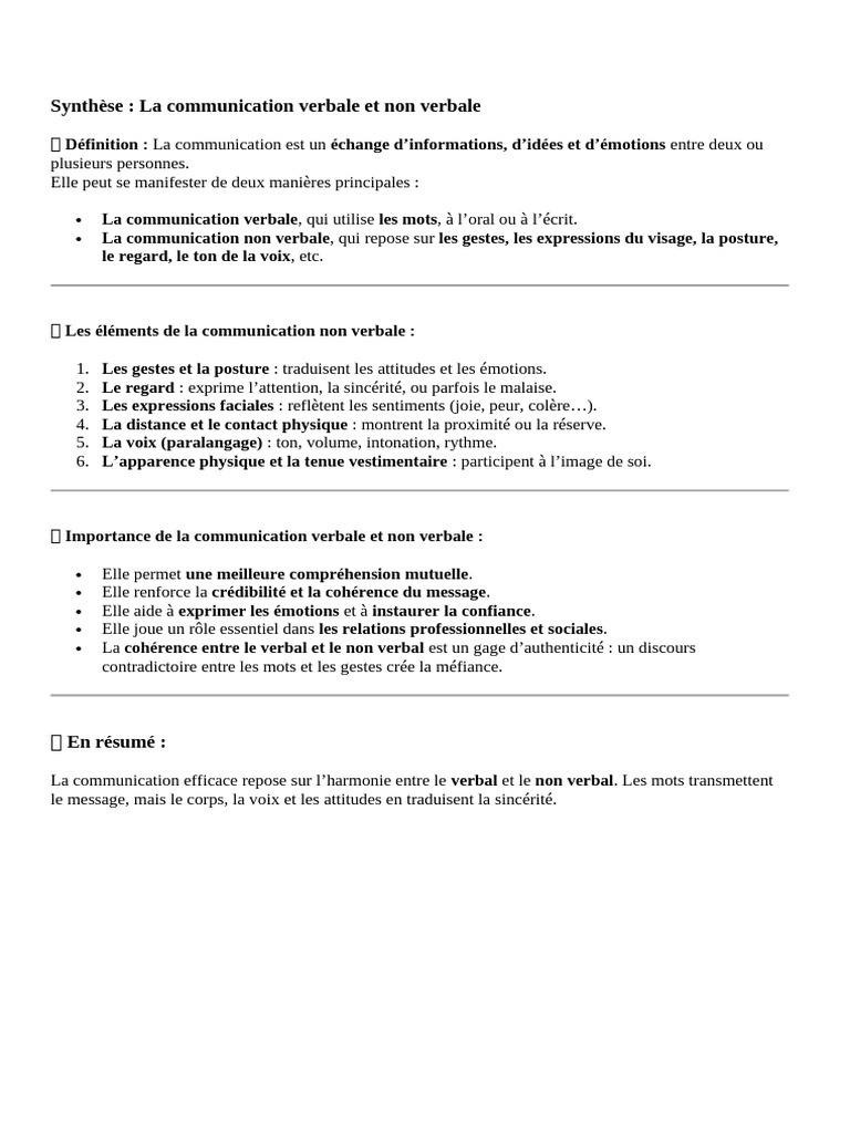 Communication verbale et non verbale | PDF