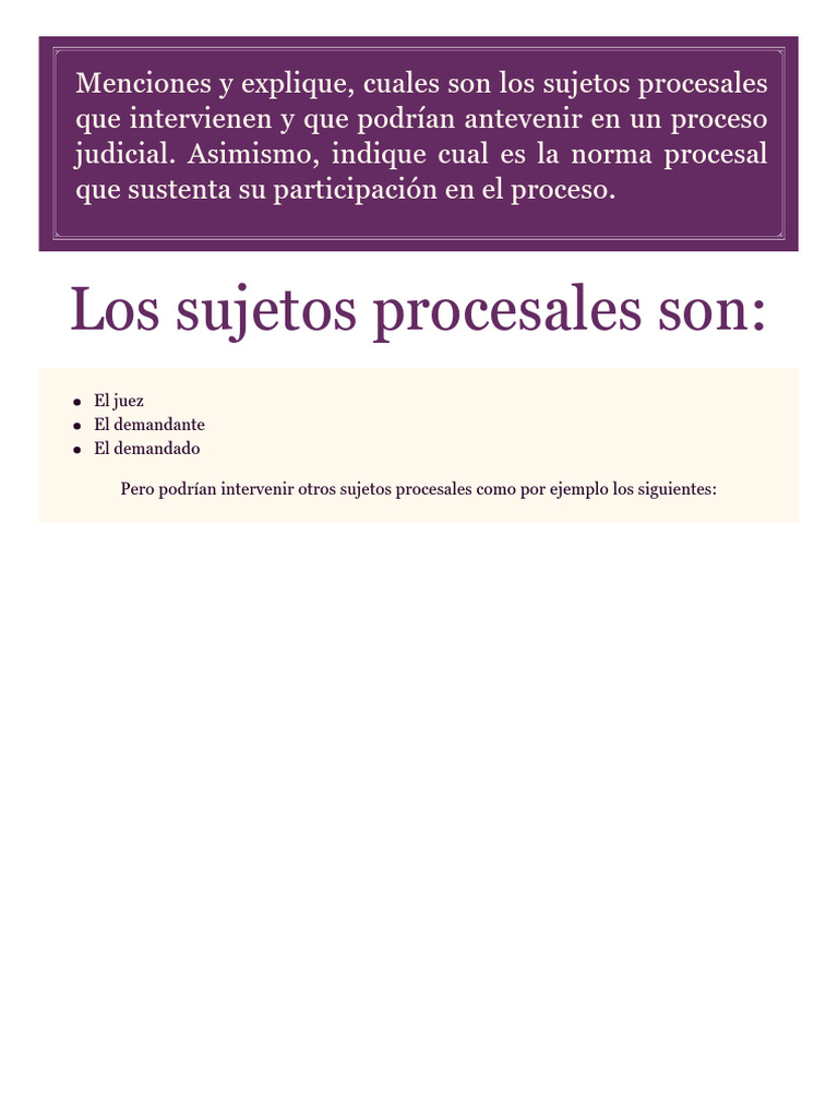 Sujetos Procesales en un Proceso Judicial | PDF
