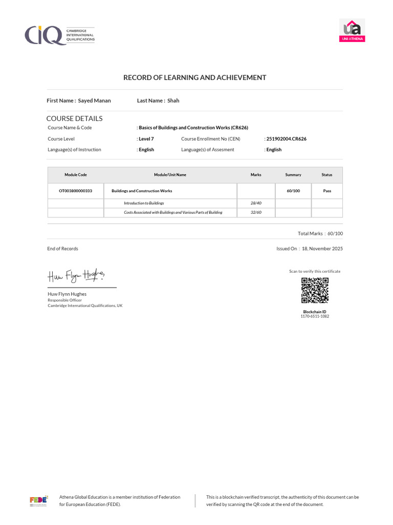 Verified Transcript for Construction Course | PDF | Access Control ...