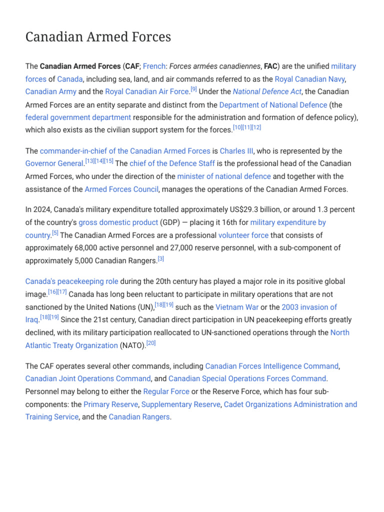 Overview of the Canadian Armed Forces | PDF | Headgear | Division ...