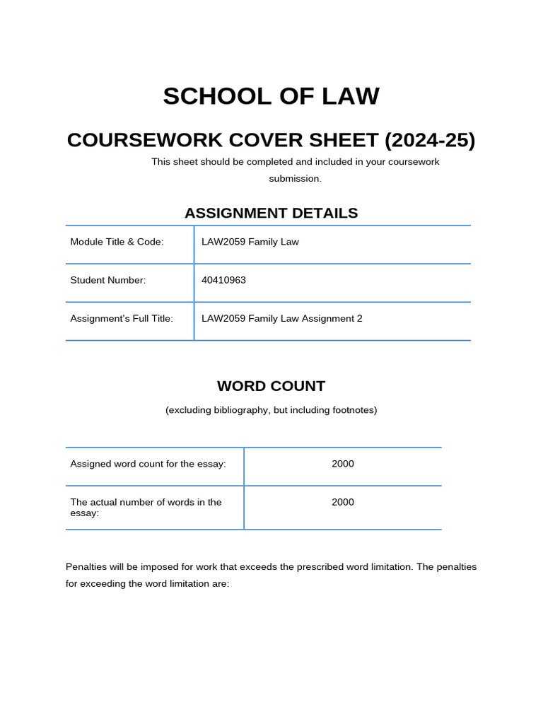Family Law Assignment 2 Guidelines | PDF | Social Alienation | Justice