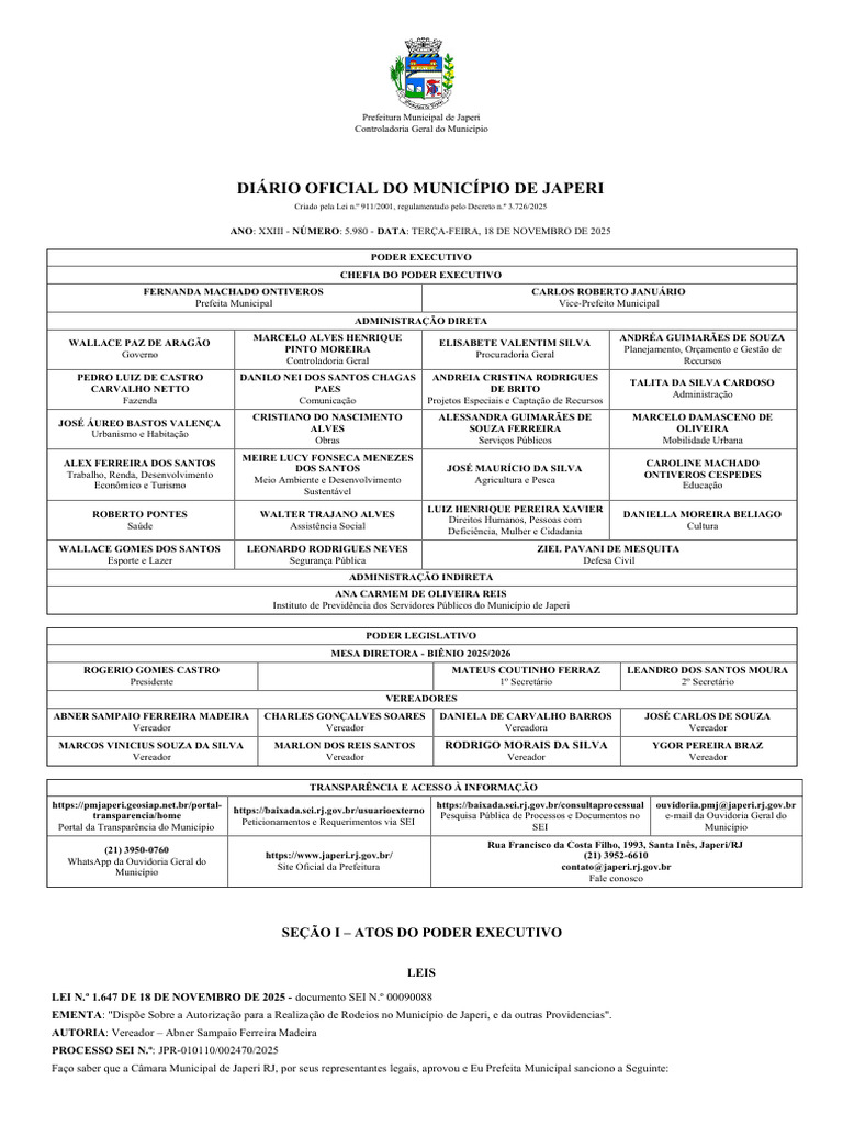 Atos do Poder Executivo de Japeri | PDF | Administração pública | Vereador