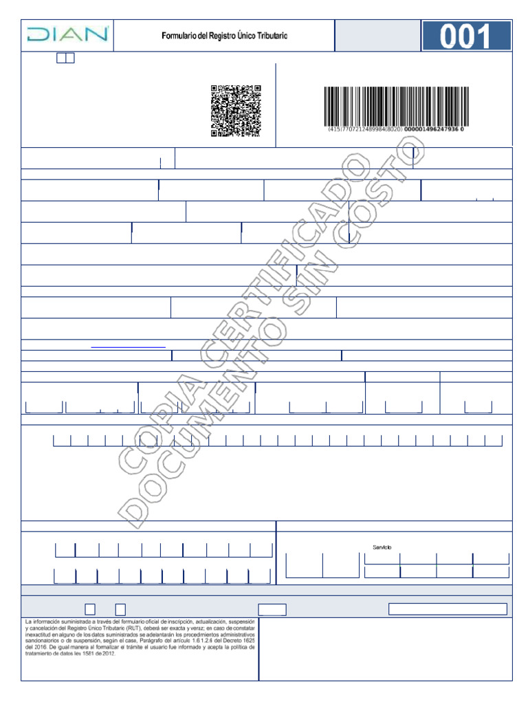 Registro Único Tributario RUT Colombia | PDF