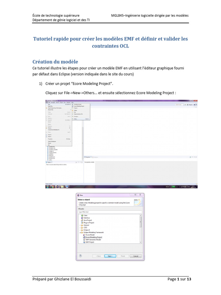 Tutoriel EMF et contraintes OCL | PDF | Ingénierie informatique ...