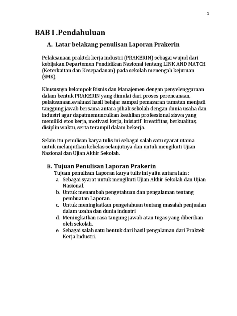 Laporan Hasil Praktek Kerja Industri
