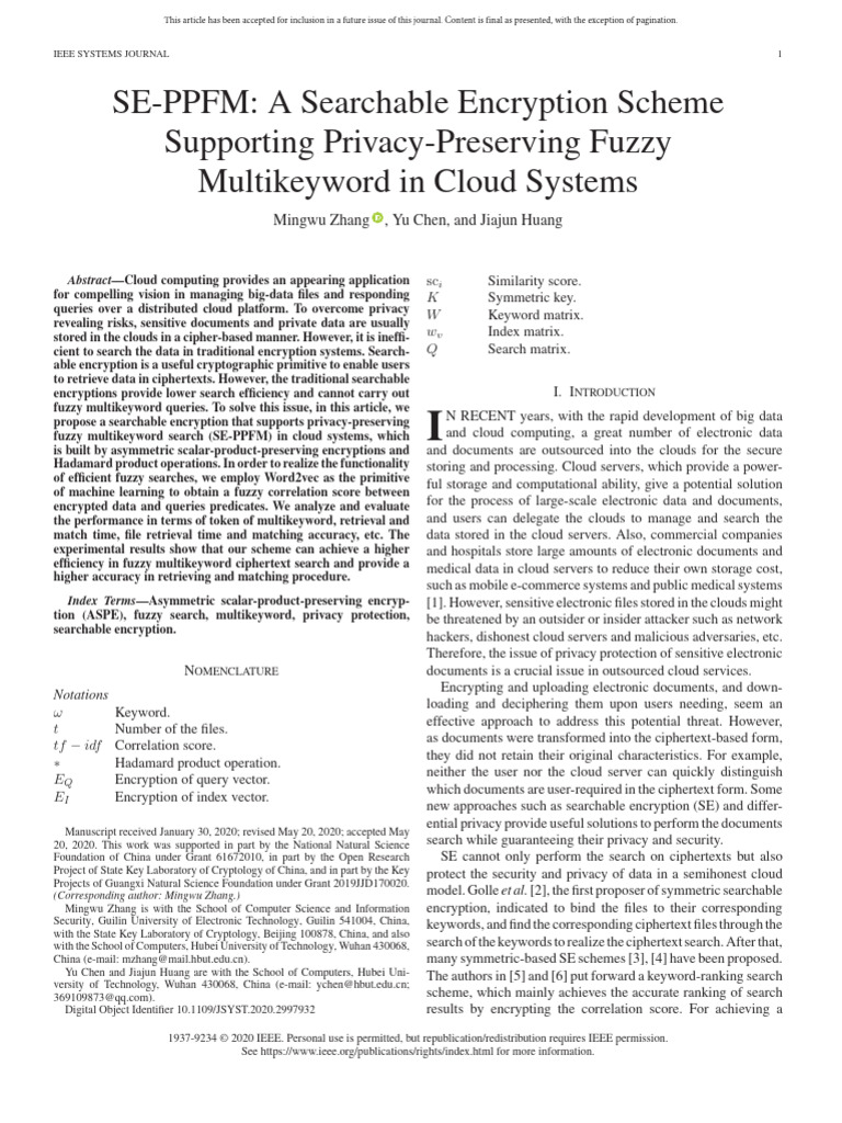 A Searchable Encryption Scheme Supporting Privacy-Preserving Fuzzy ...