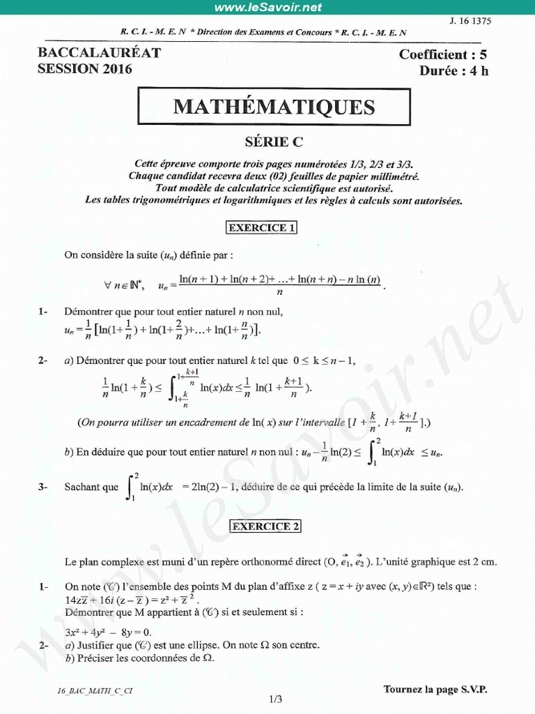 16 Bac Math C Ci | PDF