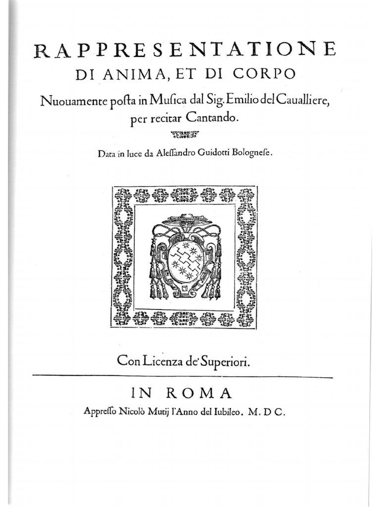 Cavalieri - Rappresentazione Di Anima e Di Corpo. Edición 1600 Original ...