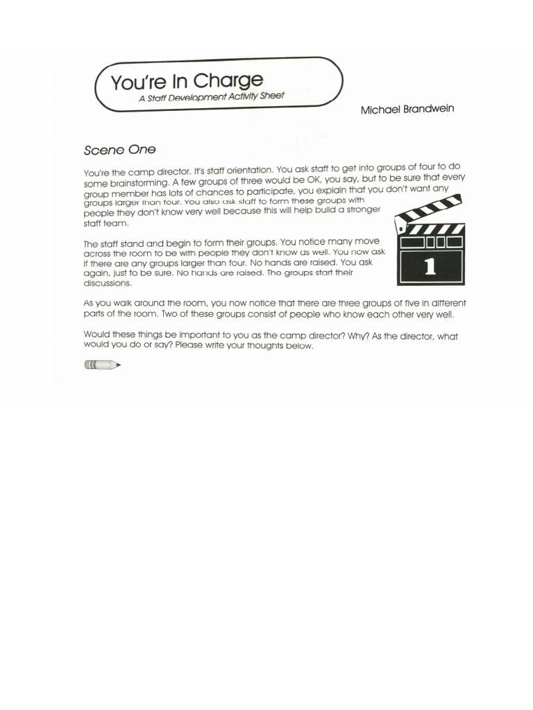 You'Re in Charge Handout (Staff Professionalism) | PDF
