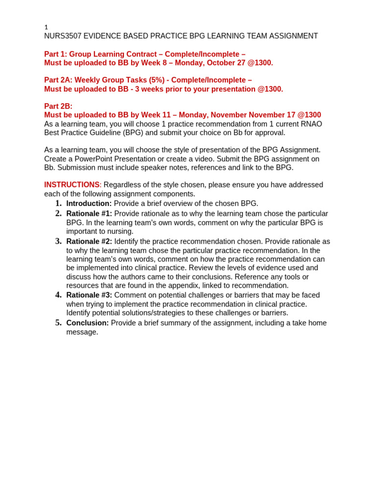 BPG Assignment Instructions | PDF