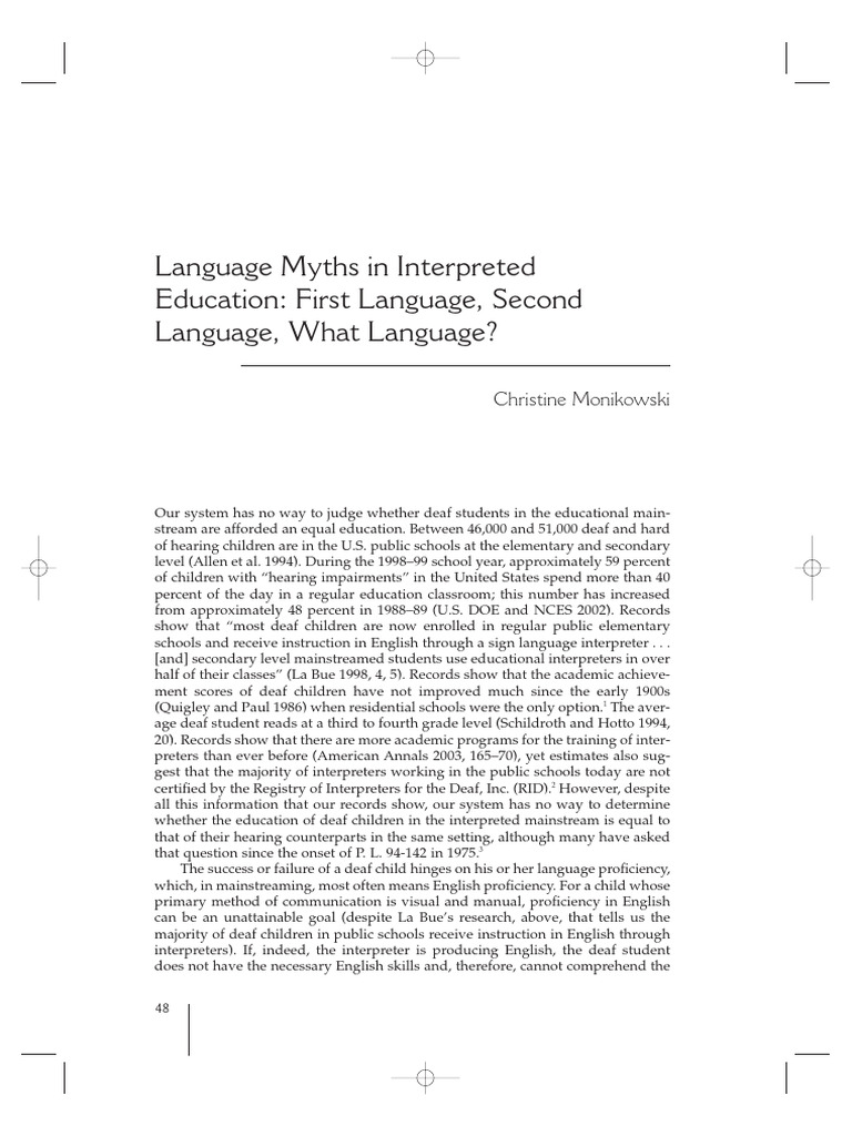 Language Myths in Interpreted Education | PDF | Second Language ...