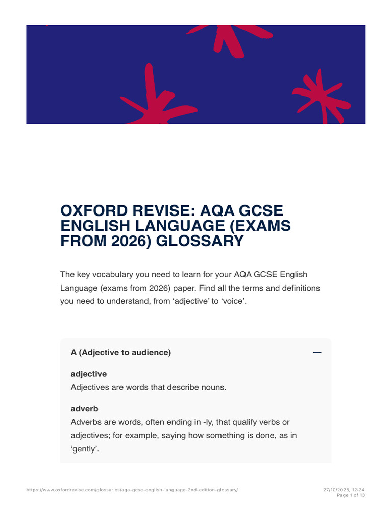 AQA GCSE English Language Glossary | PDF | English Language | Rhetoric