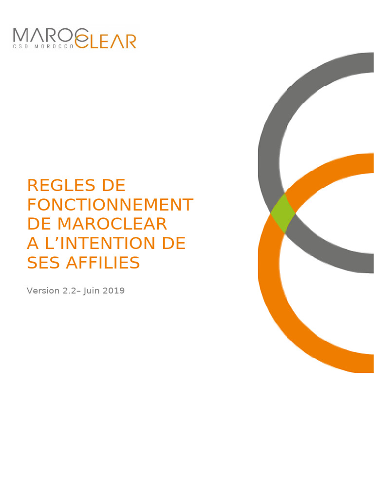Règles de fonctionnement de Maroclear | PDF | Habilitation de sécurité ...