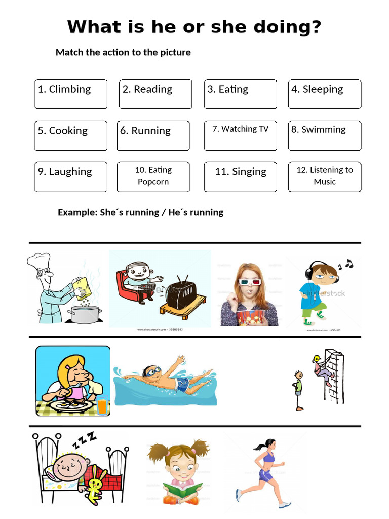 What Is She or He Doing Picture Description Exercises Reading ...