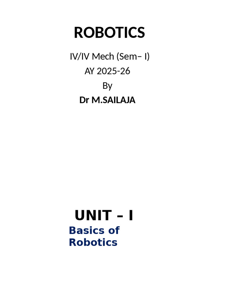 Introduction to Robotics Fundamentals | PDF | Actuator | Electric Motor