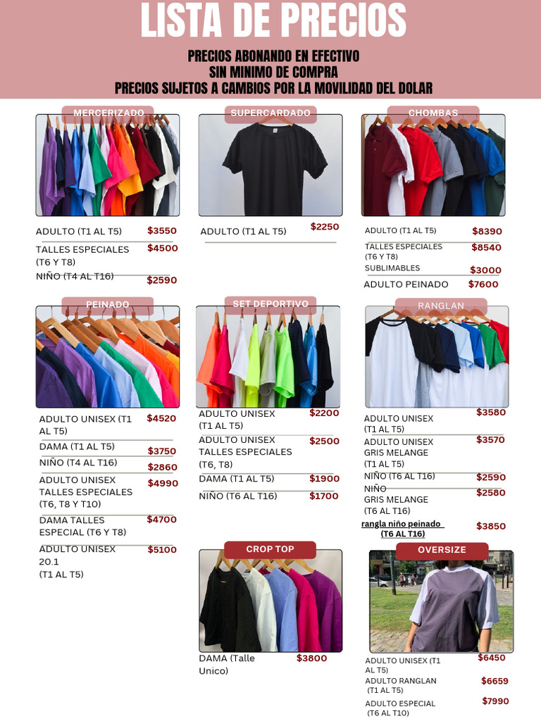 Lista de Precios de Ropa y Accesorios | PDF | Hojas de estilo en ...
