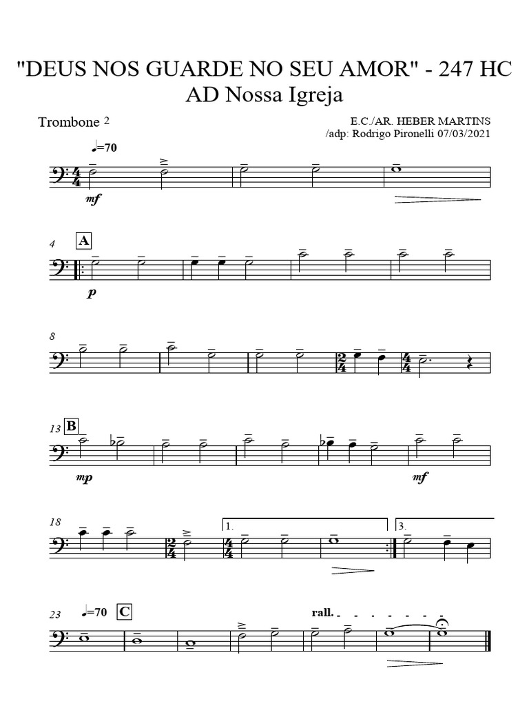 Partitura de Trombone - 