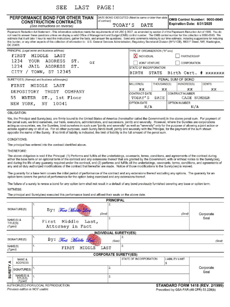 SF 1418 Template | PDF