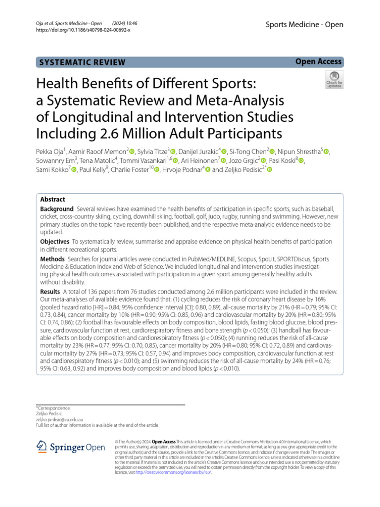 Health Benefits of Recreational Sports | PDF | Cholesterol | Low ...