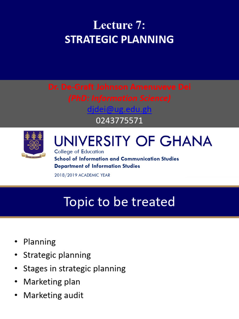 Week 7 - Strategic Planning | PDF | Strategic Planning | Swot Analysis
