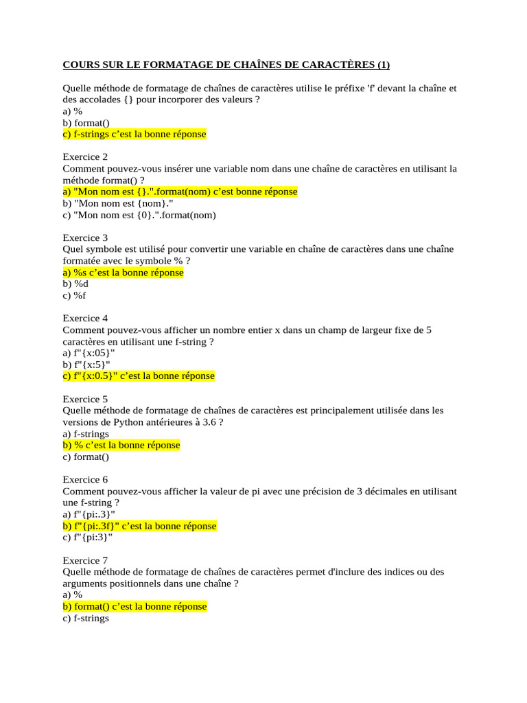 Formatage de chaînes et listes en Python | PDF | Python (Langage de ...