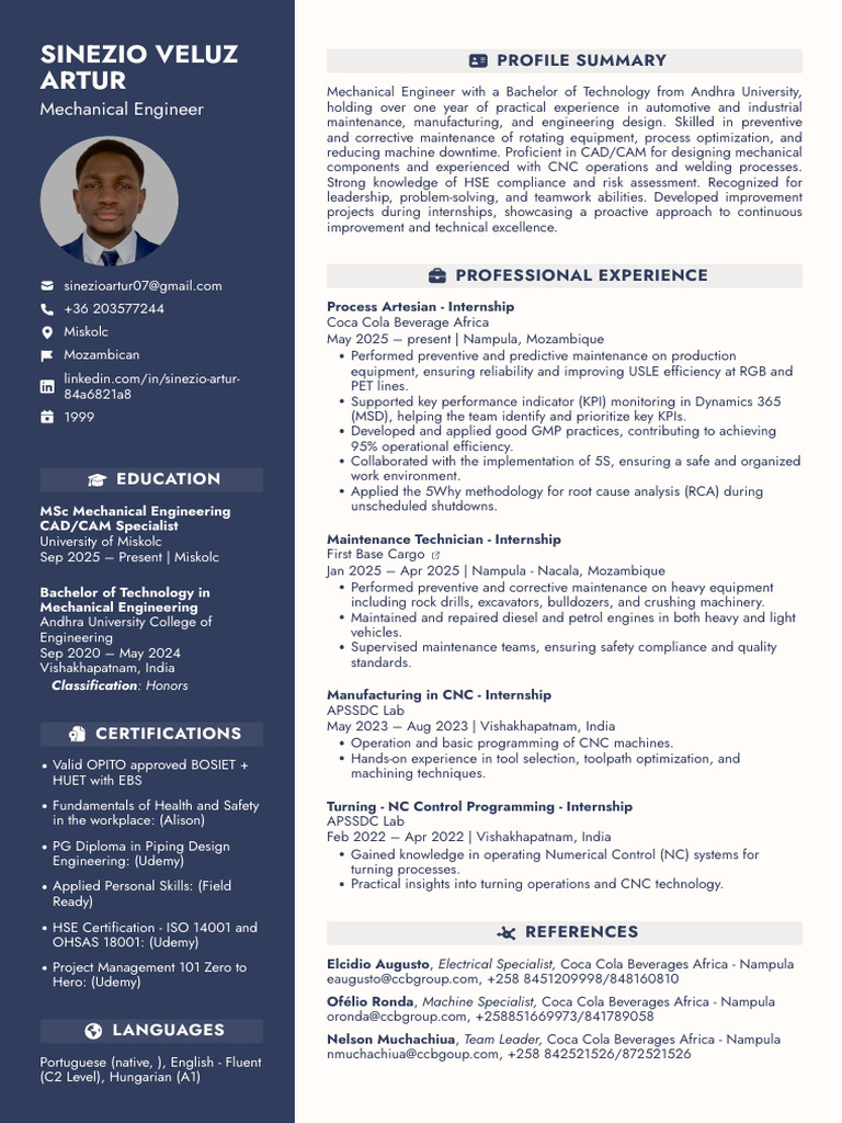 Mechanical Engineer CV - Sinezio Veluz | PDF | Mechanical Engineering ...