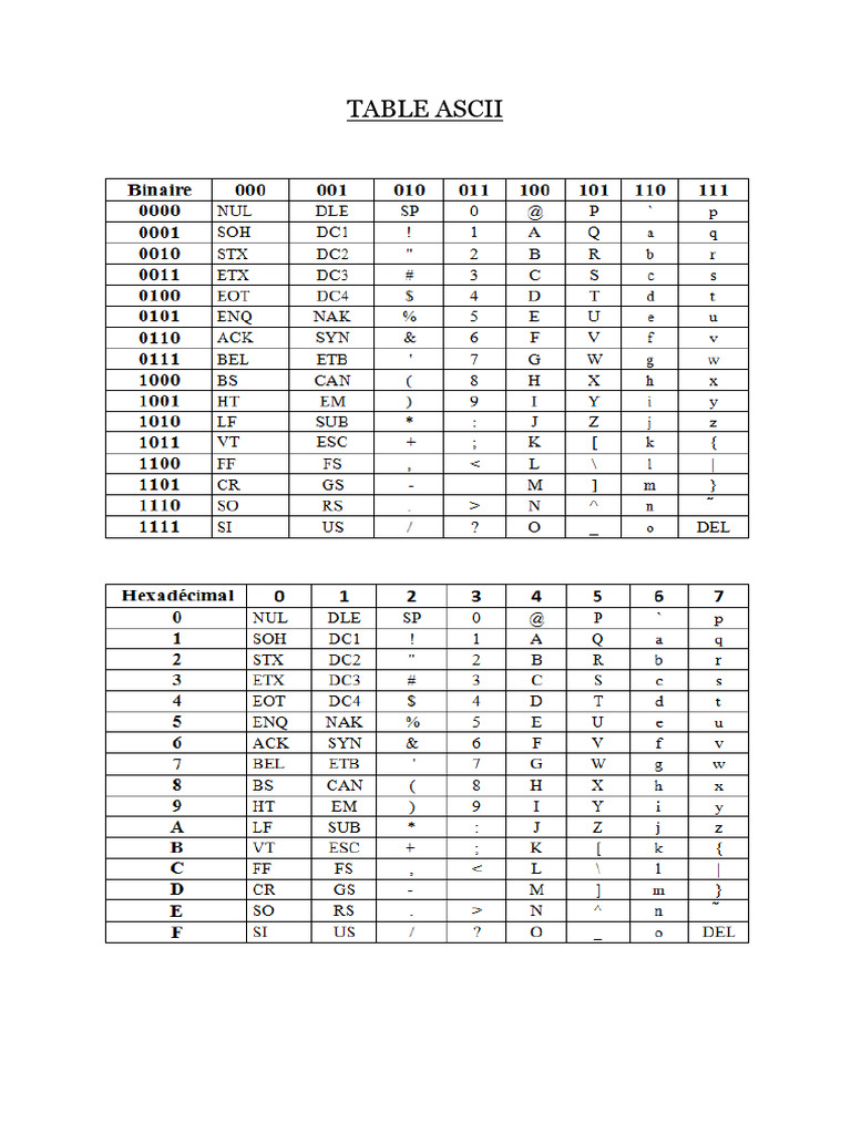 Table Ascii | PDF